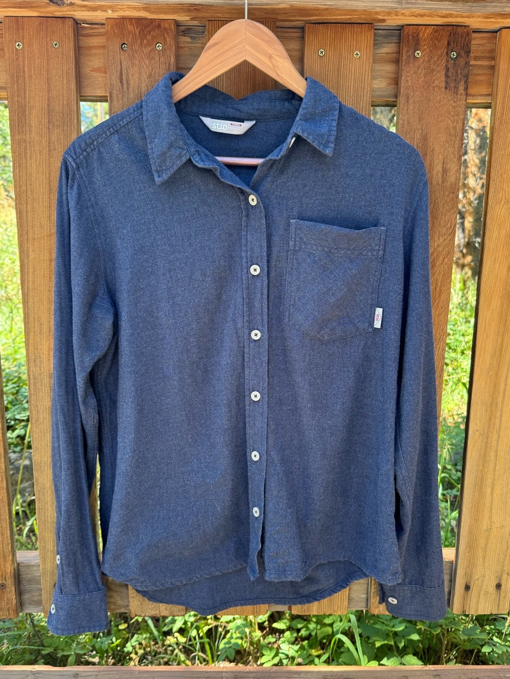 Stio Women’s Miter Flannel Navy Organic Cotton Size Small